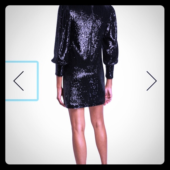 A.L.C. Christy Black Sequin Mini Mock Neck Dress Holiday Christmas New Year Sexy - Picture 4 of 5